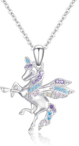 CUOKA MIRACLE Einhorn Kette 925 Sterling Silber Mädchen Einhorn Anhänger Halskette für Damen Einhorn Schmuck Geschenke für Damen Kinder