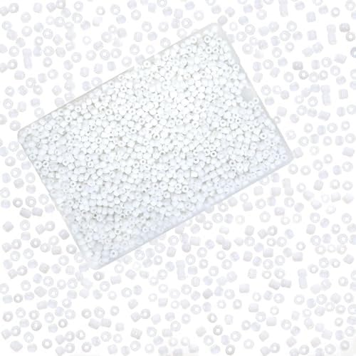 TOAOB Weiß 3mm Glasperlen zum Auffädeln 1500 Stücke Glas Rocailles Perlen Kleine Glasperlen Set 50 Gramm Seed Beads für DIY Armband Halsketten Basteln Schmuckherstellung