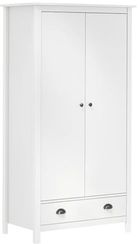 ARKEM Garde-Robe à 2 Portes Hill Blanc 89x50x170cm Bois de pin Solide,Armoire Chambre,Armoire De Rangement,Dressing Chambre