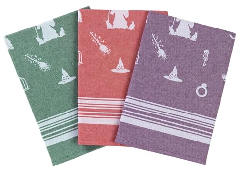 saewelo 3er Set Geschirrtücher in Geschenkverpackung, 100% Baumwolle, 39x56 cm (Magie, Mehrfarbig)