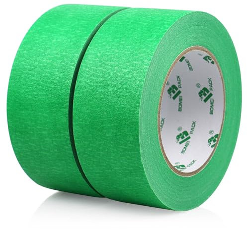 BOMEI PACK 2 ROTOLI Nastro per mascheratura verde 48mmx50m, nastro per uso generale per pittura e decorazione Nastro per pittura, Nastro per mascheratura facile da rimuovere (Verde)