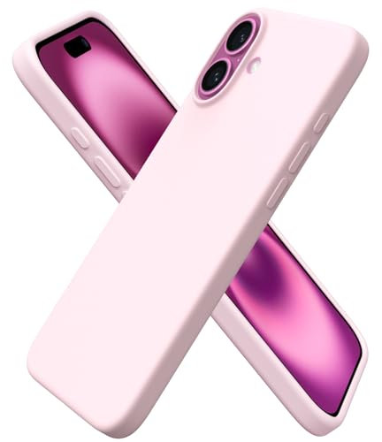 ORNARTO Compatible with iPhone 16 Plus Case 6.7, Slim Liquid Silicone 3 Layers Full Covered Soft Gel Rubber 16 Plus Phone Cases Cover 6.7 inch-Chalk Pink
