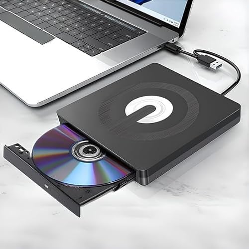 FAYAZ External CD DVD Drive for Laptop USB 3.0 Type-C Low Noise Slim Portable Player CD DVD RW Writer Reader Burner for Windows XP /7/8/10/11, Linux, MacOS system, MacBook Air and Mac