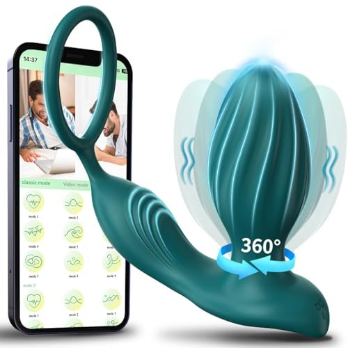 Masseurs de Prostate Vibromasseurs avec Anneau Pénien Sex Toys pour Hommes, Vibrateur A-nal Télécommand, Plug A-nal Gode avec 9 Modes de Rotation et 9 Modes de Vibration, Sextoyse Couple Plaisir