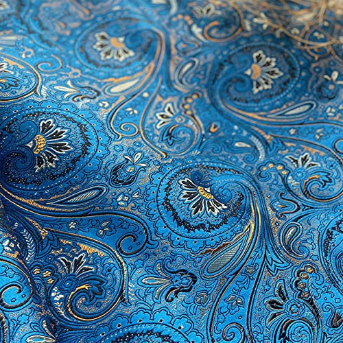 IBOWZ Tissus De Soie Tissu Jacquard en Soie Brocart satiné Bleu Royal Fleur de Pipa Motif de Style européen Tissus Ethniques scène Exquis Costume Chinois Fait Main Faux Tissu 75X50cm