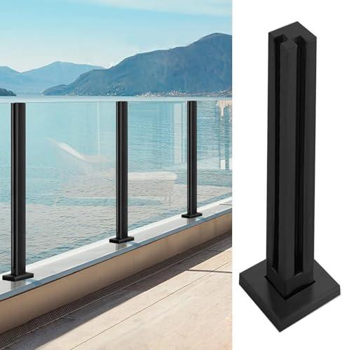 MekUk Glasgeländer Säulen Glaspaneelpfosten for Geländer im Innen- und Außenbereich, schwarze vertikale Glasballaststangen for Balkon- und Terrassentreppen Innen- und Außenbereich(Corner Post,85cm/33.