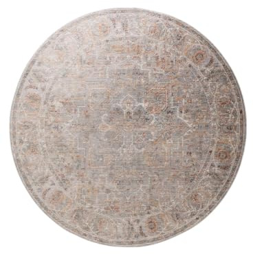 benuta Nest Teppich Anwar - Grau/Beige 240 cm rund - Kunstfaser - rund & im Style: Traditionell, Orient Style - Pflegeleicht für Wohnzimmer Schlafzimmer