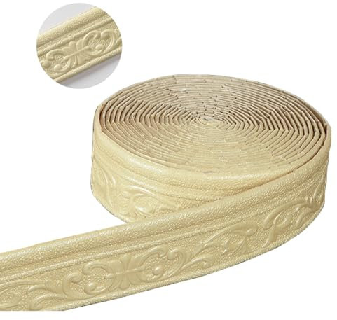ACESOME Tapetenbordüre Selbstklebend, Wandbordüre Bordüre Selbstklebend,10m x 8cm x 8mm Wasserdicht Bordüre 3D, Bordüre Tapete Tapetenbordüre Deckenleisten für Flur, Decke, Ecke, Linie (Gold)