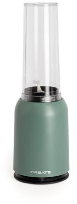 CREATE/MOI/Standmixer Salbeigrün/Mixer für Smoothies und Milchshakes, 400ml Glas, BPA-frei, tragbar, Edelstahlklingen, 230W