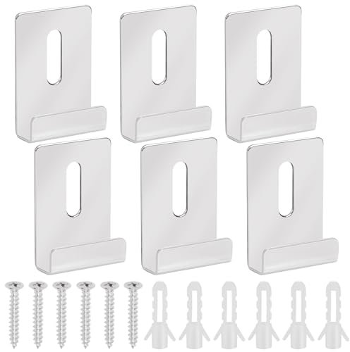 Keadic Juego de 6 clips de metal para espejo de canal ancho, clips de retención grandes y pesados para espejos con clips de espejo de tornillo para montaje en pared, pantallas de espejo sin marco