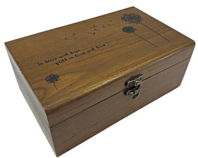 JYC CREATIVE Caja de Madera Multiusos, Costurero de Madera, Cajita Joyero, de Madera Almacenaje y Decoración, de Madera Cerradura de Metal, de Madera Regalo, (Caja Madera Roma)
