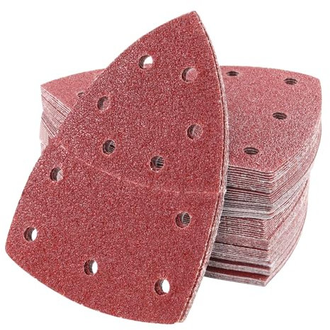 Henxing Schleifpapier Dreieckschleifer, 60 Stück Delta Schleifpapier Klett 105x152mm Schleifdreiecke Schleifblätter 11 Loch, 40/60/80/120/180/240 je Korn x 10, für Deltaschleifer & Multischleifer