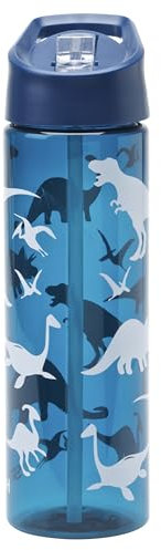 Smash Dinosaur Water Bottle with Straw 700ml Blue, Navy