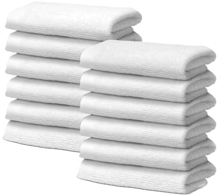 Giovanni Dolcinotti | Set di 12 Asciugamani viso in 100% cotone - 30x30 cm - Extra assorbenti e ad asciugatura rapida - Per Bagno, Spa e Palestra - Bianco - Modello Orlando