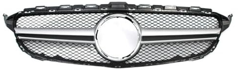 Sport Kühlergrill Diamonds Style Front Racing Grille Für Benz C-Klasse W205 2015 2016 2017 2018 C180 C200 C250 C300 Chrom Schwarz Für GTR Style Grille Auto Kühlergrill(AMG-Chrome Silver)