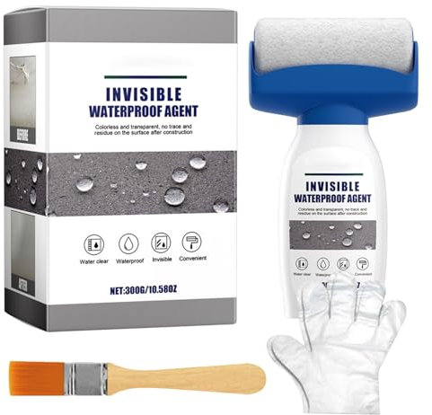 Sellador impermeable transparente, 300 ml, pintura de color impermeable, kit de reparación multifunción con pinceles y guantes para baño, piscina, impermeabilización de tejados y sellado subterráneo