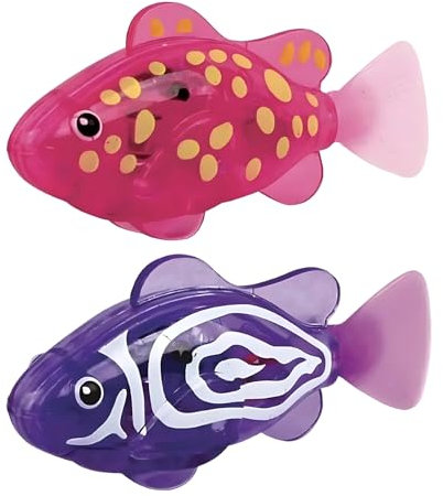 2PCS Robo Fish, Electrodynamic Induction Swimming Robot Fish Toy for Cats, Cat Interactive Pet Toy Swimming Baby Bath Toy (Purple+Pink)