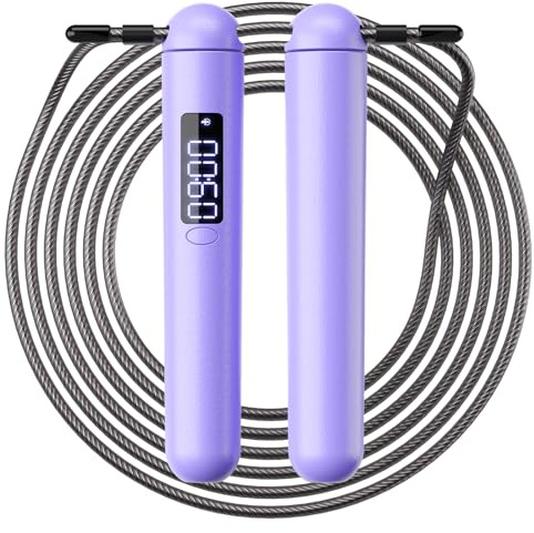 ACHDOFITS Smart Skipping Rope - Adjustable Steel Wire Rope with LED Display - 4 Workout Modes: Free Jump, Countdown, Count & Calorie - for Women's Fitness & Weight Loss