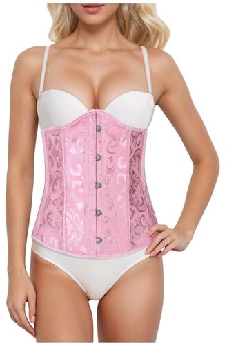 Corset pour femme Bustier à lacets vintage médiéval sous la poitrine Corset gothique Steampunk Push Up Lingerie Body Shapewear Bustiers et corsets pour femme Grande taille XS à 7XL, 19#_rose, XL