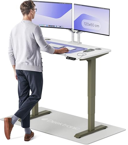 Desktronic HomePro Standing Desk – 120 x 60 cm Height Adjustable Desk with Electric Dual Motor, Touchscreen Controller & Integrated USB/USB-C, 3 Memory Presets
