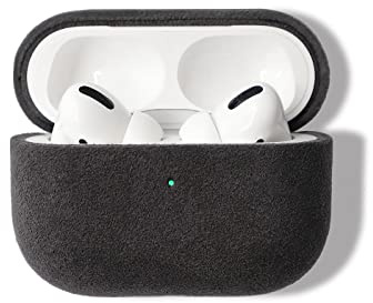 ALTRAALMA Alcantara Wildleder-Hülle für AirPods Pro 3, Synthetisches Wildleder, Handgemachte Vollumhüllung,Vollständiger Schutz und Stoßfestigkeit (Schwarz)