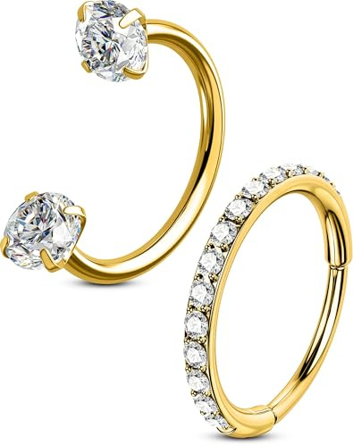 OUFER Body Piercing Nasenring Gold Silber 20G Hufeisen Piercing Ring 2PCS