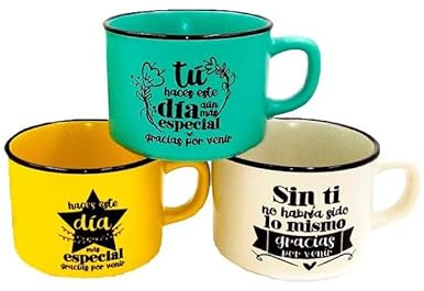 Lote de 20 Tazas de Cerámica con Frases Gracias por Venir - Tazas para Detalles de Bodas, Bautizos y Comuniones