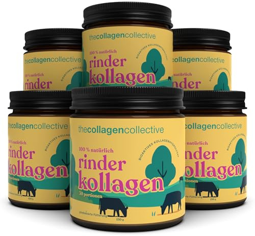 The Collagen Collective Rinderkollagen Pulver - Hochdosiert Kollagen Peptide vom Rind, Bioaktives Kollagenhydrolysat für Beauty Haut Haare Nägel Inner Glow (6 Pack)