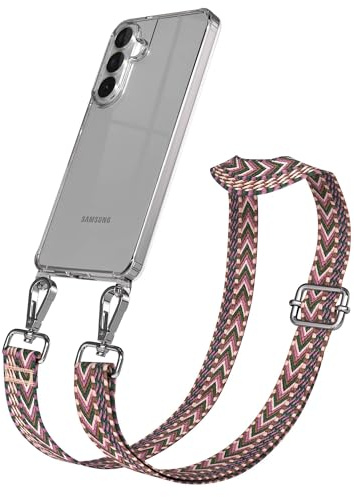 EAZY CASE Handykette - Verstellbares Taschenband kompatibel mit Galaxy S26 Plus, Schulterriemen, Handykordel mit Silikon Hülle, Umhängetasche, Beere Pink Silber