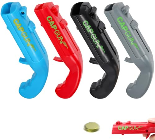 Bottle Opener Cap Gun, 4 Pcs Funny Bottle Cap Gun, Beer Gifts for Men, Bottle Openers Novelty for Home, Bar or Party Use