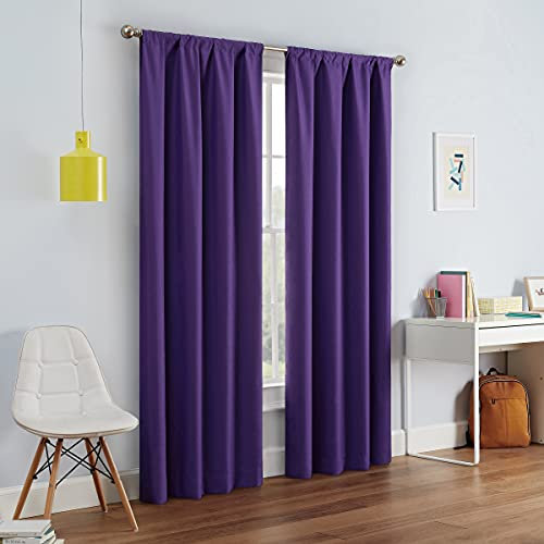 Eclipse Kendall Rideau de fenêtre occultant Thermique Moderne avec Passe-Tringle pour Chambre à Coucher ou Salon (1 Panneau), 106,7 x 213,4 cm, Violet