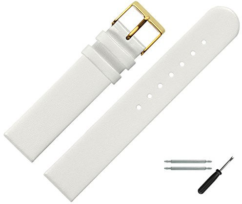 MARBURGER Uhrenarmband 16mm Leder Weiss Gold - Montage Set 7611620000220