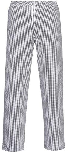 PORTWEST pantalon de cuisine coton élastiqué - - M -Bleu (Pied de poule)