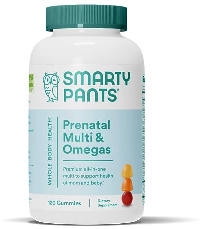 SmartyPants Prenatal Vitamins for Women, Multivitamin Gummies: Omega 3 Fish Oil (EPA/DHA), Biotin, Methylfolate, Vitamin D3, C, Vitamin B12, B6, A, K & Zinc, Inositol, 120 Count (30 Day Supply)