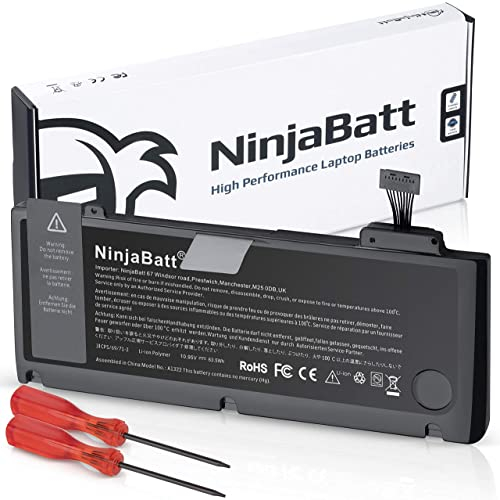 NinjaBatt - Batería A1322 A1278 para MacBook Pro de 13 (Mediados de 2012, 2010, 2009 de Buena Hora 2011 en retraso de 2011), Larga duración [63,5 W/10,95 V]