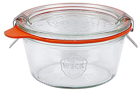 6x WECK-Sturzglas 290ml (1/5 Liter) mit Gummiring und 2 Klammern