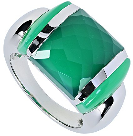 La Luna Design Damen-Ring Sterling-Silber 925 rhodiniert Chalcedon grün RW17