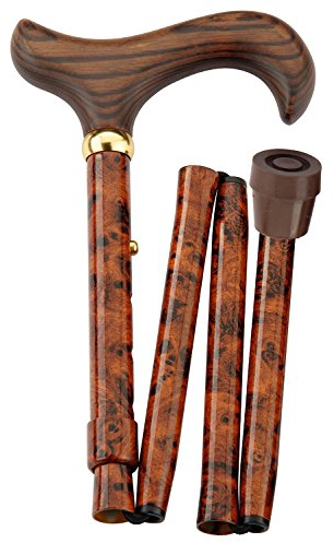 Designer Gehstock Gehhilfe Derby-Faltstock BIRDEYE im Wurzelholz-Dekor