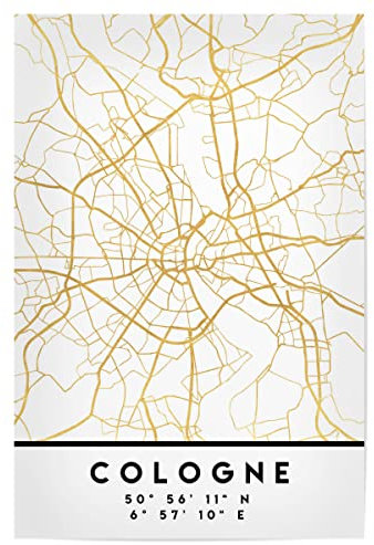 artboxONE Poster 30x20 cm Köln Städte Cologne Germany Street MAP Art - Bild Cologne Cologne Coordinates