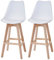 Mendler 2er-Set Barhocker Malmö T501, Retro Design - weiß, Sitzfläche Kunstleder weiß, helle Beine