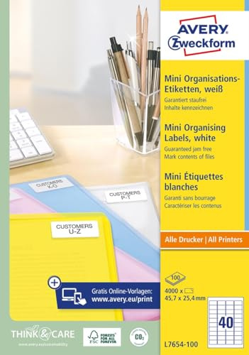 AVERY Mini Ètiquettes laser, 45,7 x 25,4 mm, blanc VE = 1