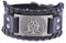 Bracciale in pelle pagana con tripla luna dea pentagramma albero della vita, per uomo/donna, amuleto (bronzo antico, nero)