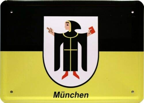 WOGEKA ART Retro Blechschild - München Wappen Bayern - witziger Spruch als Geschenk-Idee zum Geburtstag Weihnachten zur Dekoration 15x21 cm Vintage-Design aus Metall MJ 235