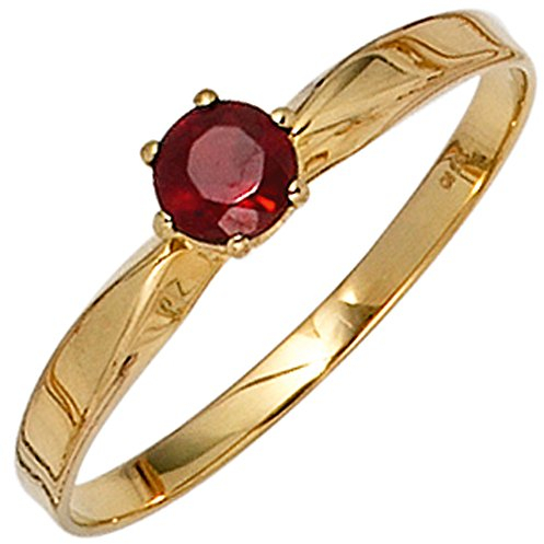 Jobo Damen-Ring aus 14 Karat 585 Gold mit Granat Größe 54