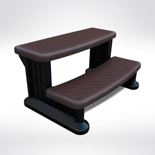 Puri Tech Poolleiter für Spas und Aufstellpools, Whirlpool-Stufen, Spa-Zubehör, Treppe für Whirlpool, rutschfeste und langlebige Stufen – Dunkelbraun