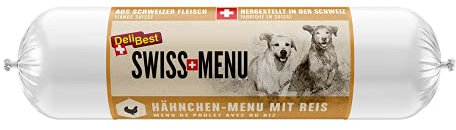 DeliBest Swiss MENU Hähnchen-Menu mit Reis I Nassfutter für Hunde aus 100% Schweizer Hähnchenfleisch I glutenfrei & ohne Zusätze I hochwertiges Hundefutter Adult I 400 g