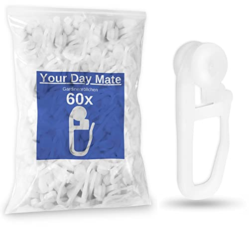 60 x Cursori e Ganci per Tende Con Rullo da 8 mm, Adatti per Binario Tenda Scorrevole con Corsia Larga 4 mm e Camera di Scorrimento di 10x10 mm, Accessori per Tende e Tendine, curtain roll hooks