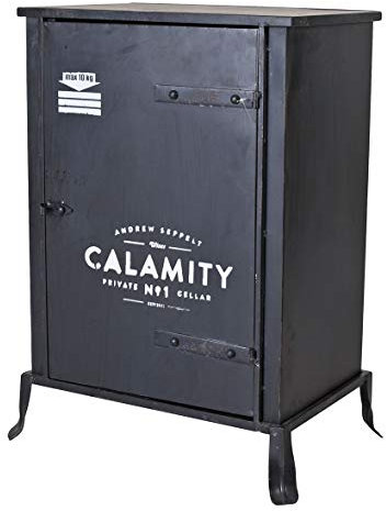 Nachtschrank „LOFT Studio“ – Industrial Metallschrank | Schwarz | Nachttisch mit Tür | Vintage Nachtkonsole im Fabrikstil lof051 Palazzo Exklusiv