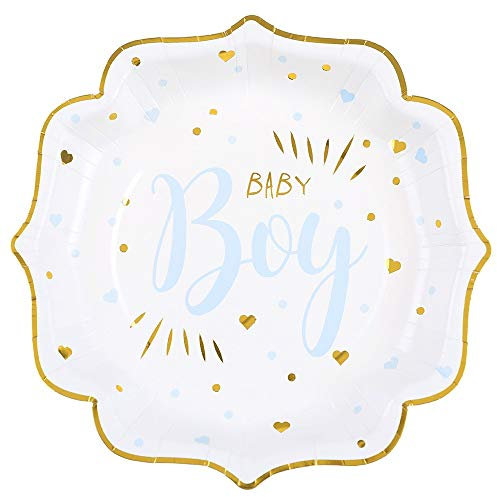 10 Assiettes Carton Baby Shower Boy 21CM Bleu