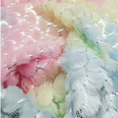 Yimihua PV Plüschstoff meterware Farbe Kunstfell fleecestoff Brünierung von Fischschuppen Polsterstoff für Bastelmaterial Hintergrund DIY Nähen 160X100cm(Size:1m)